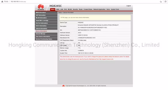Hg8245c FTTH 광섬유 장비 모뎀 광 네트워크 장치 Epon Gpon 1ge+3fe+2tel+WiFi+USB ONU 온타리오